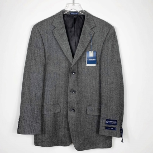 Stafford Black Herringbone Classic Fit Suit Jacket - Picture 4 of 8